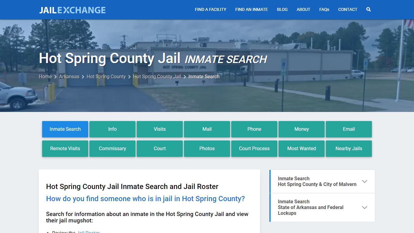 Hot Spring County Jail Inmate Search - Jail Exchange
